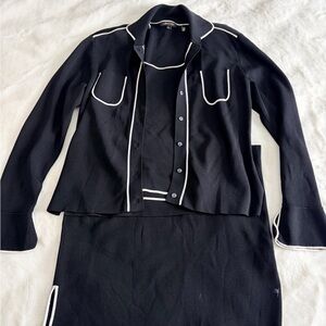 BCBGMaxAzria Black 3 piece set with White Accents